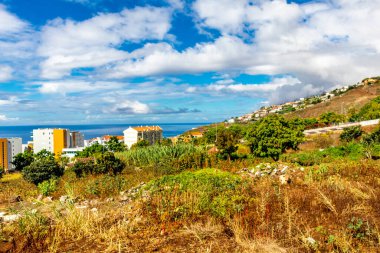 Atlantik Okyanusu, Madeira - Portekiz manzaralı Funchal levadas şehrine giderken. 
