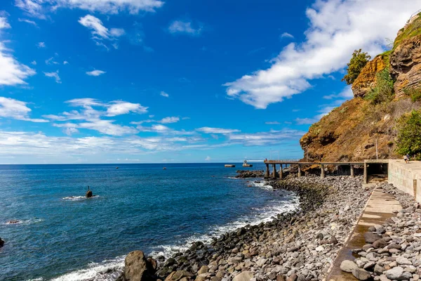 Cestě Městské Levady Funchalu Fantastickým Výhledem Atlantský Oceán Madeira Portugalsko — Stock fotografie