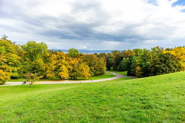 Autumn Прогулка Красивому Бергпарку Гессен Германия — стоковое фото