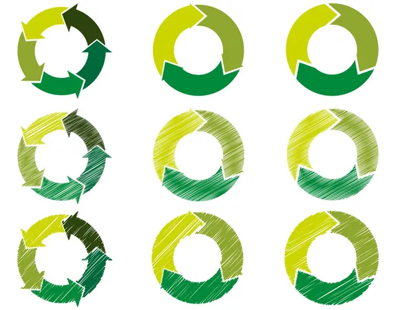 Arrow circles in sustainable green color — Stock Vector