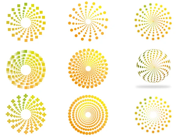 Unsur lingkaran hijau kuning kreatif - Stok Vektor