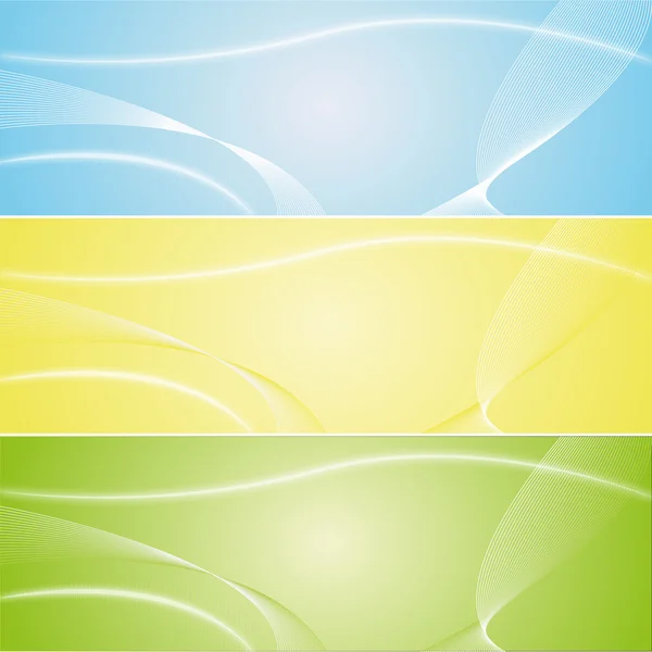 Abstracte banner met golfpatroon in drie kleuren — Stockvector