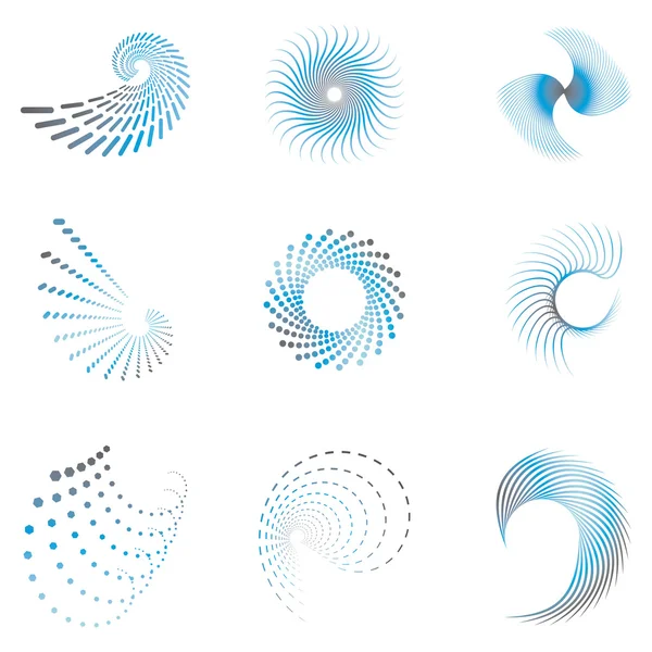 Elementos de diseño creativo en movimiento de onda en color azul y gris — Vector de stock