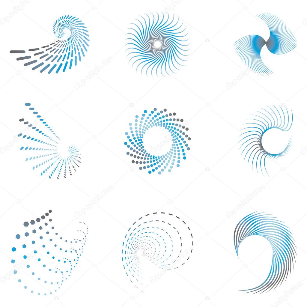 Creative design elements in wave motion in blue and grey color