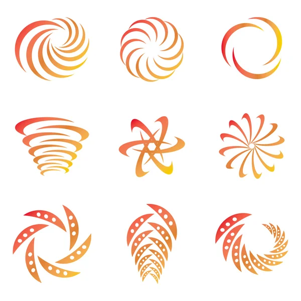 Diseño creativo remolino, movimiento, simétrico, patrón de onda en tonos rojo, naranja y amarillo — Vector de stock