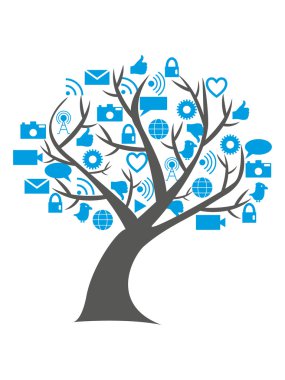 Digital social media tree clipart