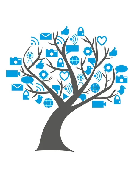 Árbol digital de redes sociales — Vector de stock