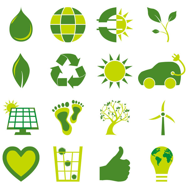 Set of bio eco environmental related icons and symbols