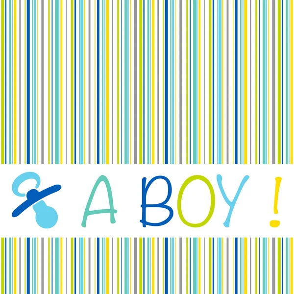 Baby newborn birth announcement card boy with striped pattern an — Stock Vector