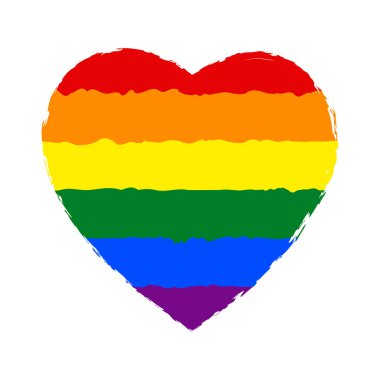 PrintPride kalbi. Gökkuşağı renklerinde LGBT sembolü. Beyaz arkaplanda vektör çizimi izole edildi. Eps 10