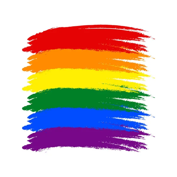 Bandiera LGBT dipinta con pennellate. La bandiera arcobaleno a sei colori creata per divulgare e sostenere la comunità LGBT nei social media. Elemento grafico salvato come illustrazione vettoriale nel file EPS — Vettoriale Stock