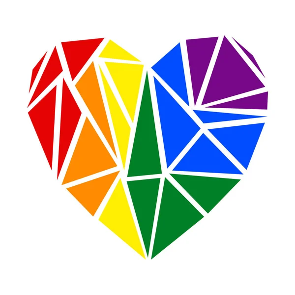 Harga diri jantung. LGBT simbol dalam warna pelangi. Ilustrasi vektor diisolasi pada latar belakang putih. Eps 10 - Stok Vektor