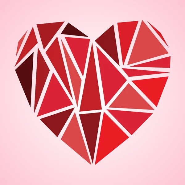 Hearts, Symbols of Love and Valentines Day. Pastel broken heart in red color on white background. Vector illustration. — Archivo Imágenes Vectoriales
