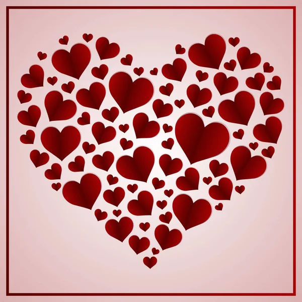 Elementos de papel en forma de corazones volando sobre fondo rosa. Símbolos vectoriales de amor para mujeres felices, Madres, Día de San Valentín, diseño de tarjetas de felicitación de cumpleaños. — Vector de stock