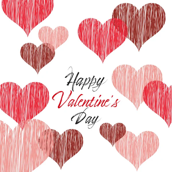 Hand drowns Valentines heart, white background. Vector illustration Valentines day background. — Stockvector