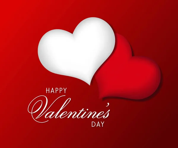 Valentines day poster with red and white hearts background. Valentines day background. — Vector de stock