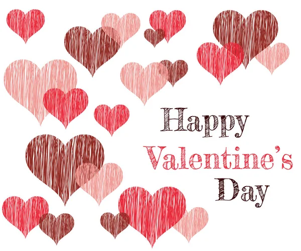 Hand drowns Valentines heart, white background. Vector illustration Valentines day background. — Vector de stock
