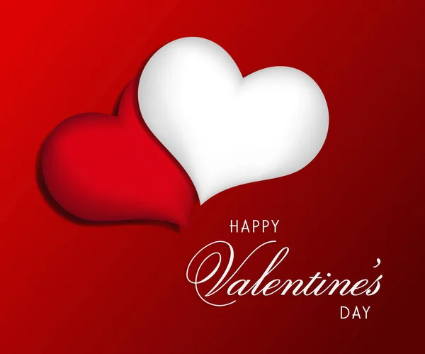 Cartel Del Día San Valentín Con Fondo Corazones Rojos Blancos — Vector de stock