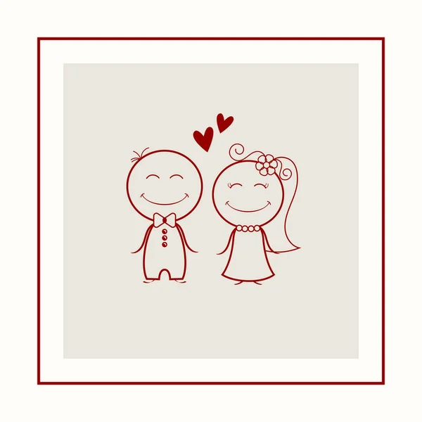 Hand Drew Wedding Couple Isolated White Background Valentine Day Wedding — Stock Vector