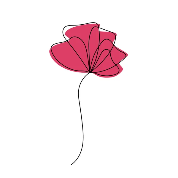 Mákvirág virág folyamatos vonal rajz. Absztrakt minimális virág. Szerkeszthető vektor vonal. virág ikon, logó, címke. — Stock Vector