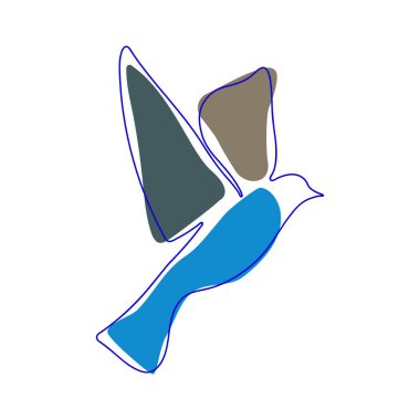 Logo kimliği için uçan güvercin kuşu çizimleri. Ulusal İşçi Hareketi ikonu için barış ve özgürlük sembolü konsepti. Tek çizgi çizimi tasarım vektör çizimi grafiği.