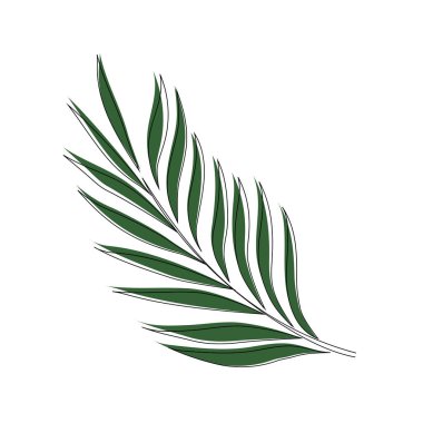 Palmiye yaprağı çizgisi. Katılım çizimi. Minimalizm sanatı. Modern tek satırlık sanat