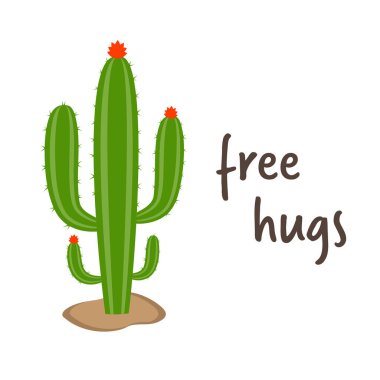 Vektör bayrağı. Beyaz üzerine izole edilmiş ilham verici bir alıntıyla güzel bir el kaktüsü izi. Meksika sembolü.