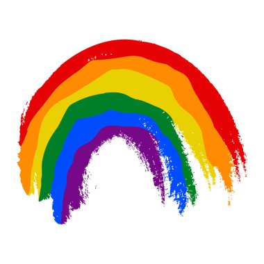 Fırça darbeleriyle boyanmış LGBT bayrağı. Sosyal medyada LGBT toplumunu popülerleştirmek ve desteklemek için oluşturulan altı renkli gökkuşağı bayrağı. EPS dosyasında grafik ögesi vektör illüstrasyonu olarak kaydedildi