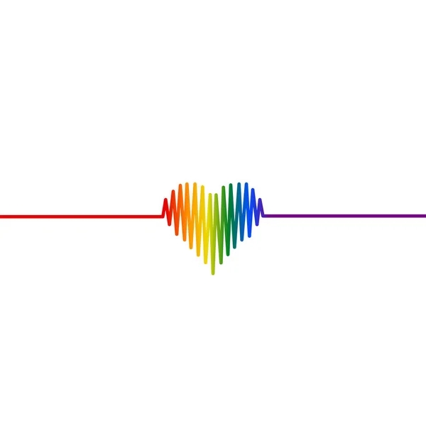 Jantung vektor ikon kardiogram. Simbol warna hati. Ilustrasi vektor  . - Stok Vektor