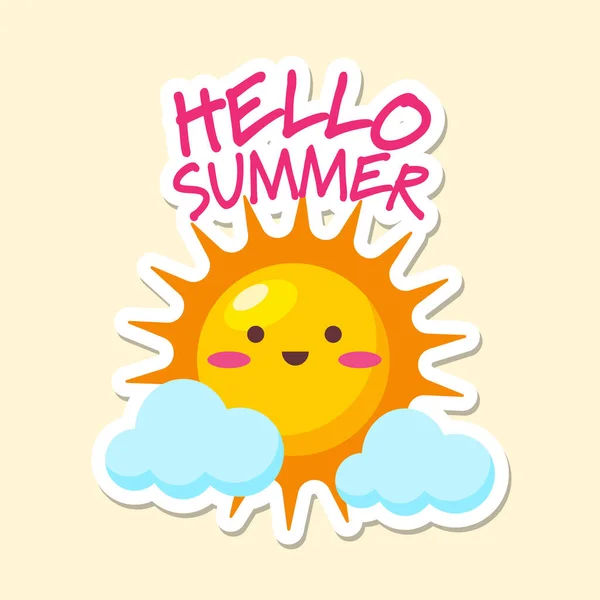 Vector summer cards with fruits and phrases. Beautiful posters, stickers for kids t-shirts, rooms, or bedrooms. Backgrounds with summer fruits, ice cream, trees, and sun. Hand-drawn letters. — ストックベクタ