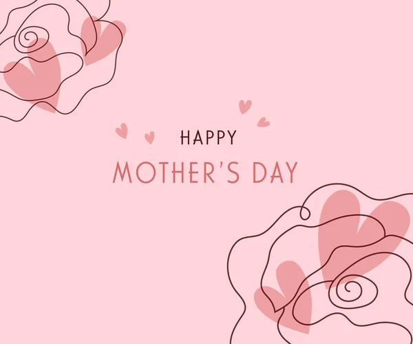 Felicitări Vectoriale Happy Mother Day Flori Inimi Frumoase Trandafir Desen — Vector de stoc