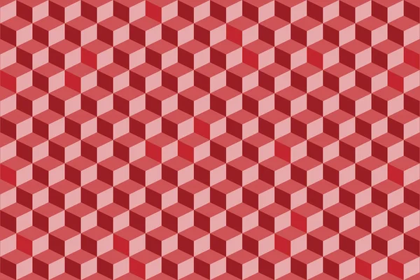 Red Geometric Vector Background Wallpaper Cube Shapes Optical Illusion — Stock Vector