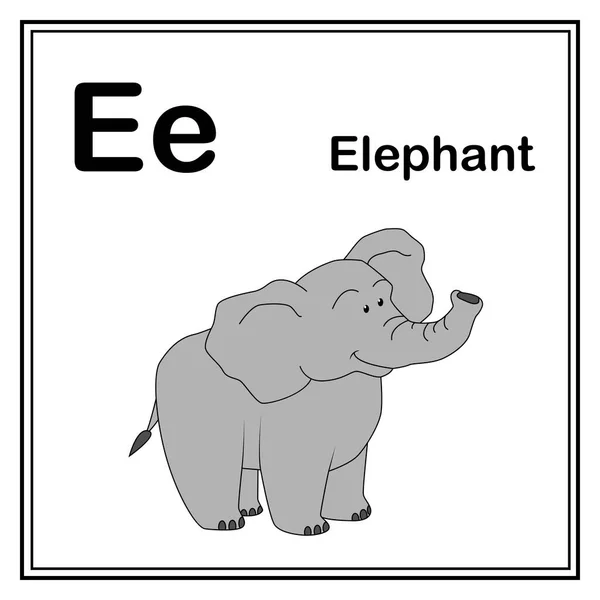 Cute Children Abc Animal Abphabet Letter Flashcard Elephant Kids Learning — Stockový vektor