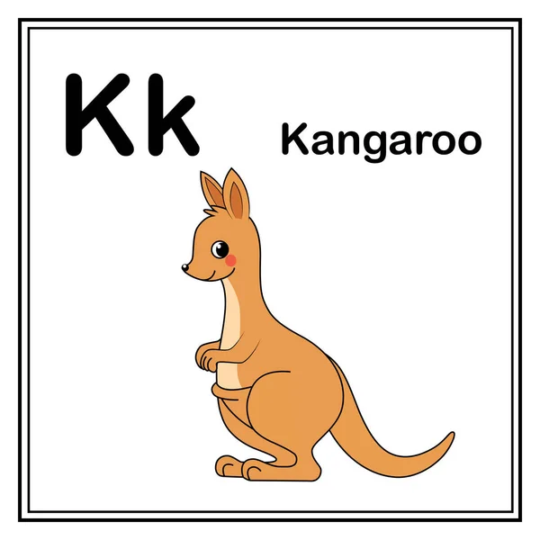 Cute Children Abc Animal Abphabet Letter Flashcard Kangaroo Kids Learning — Stockový vektor