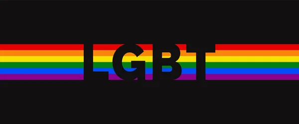 Bandiera Tipografia Arcobaleno Uguaglianza Testo Dell Orgoglio Isolato Sfondo Nero — Vettoriale Stock