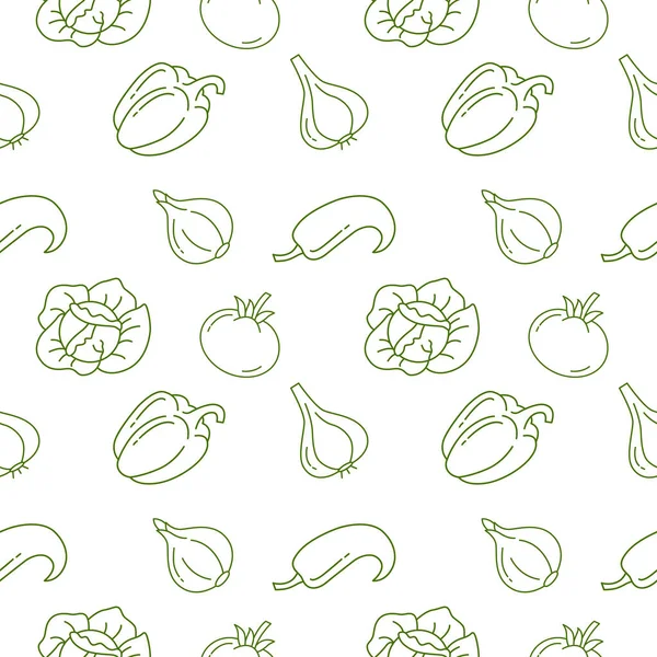 Verduras Frutas Patrón Garabatos Dibujado Mano Sin Costuras Ilustración Para — Vector de stock