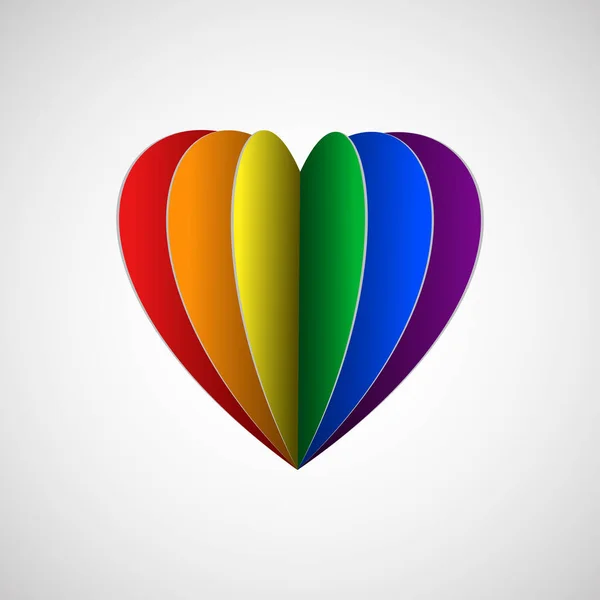 Corazón Papel Arco Iris Aislado Blanco Comunidad Lgbt Concepto Amor — Archivo Imágenes Vectoriales