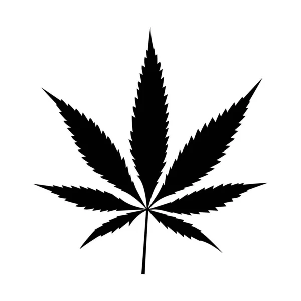 Cannabis Marijuana Sign Vector Black Icon White Background — Image vectorielle