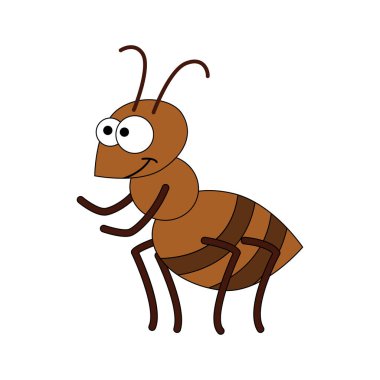 Cute cartoon Ant. A letter for Ant. Vector illustration of a flat isolated on a white background. The design element of t-shirts, home textiles, wrapping paper, childrens textiles, and flashcards
