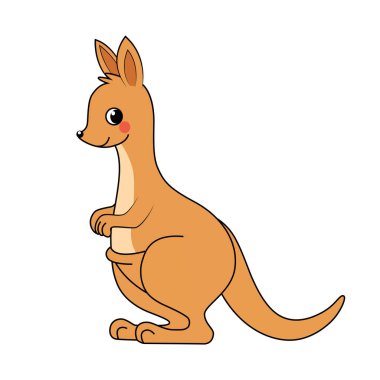 Cute cartoon Kangaroo. K letter for Kangaroo. Vector illustration of a flat isolated on a white background. The design element of t-shirts, home textiles, wrapping paper, textiles, and flashcards