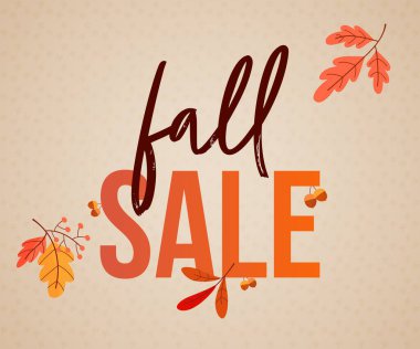 Yapraklı sonbahar arkaplanı. Poster, afiş, el ilanı, davetiye, web sitesi veya tebrik kartı olarak kullanılabilir. Vektör illüstrasyonu