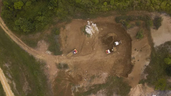 Foto Arriba Hacia Abajo Del Proceso Excavación Construcción Sitio — Foto de Stock