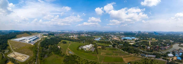 Panoramatický Pohled Zemědělskou Půdu Serdang Selangor Poledne Jasně Modrou Oblohou — Stock fotografie