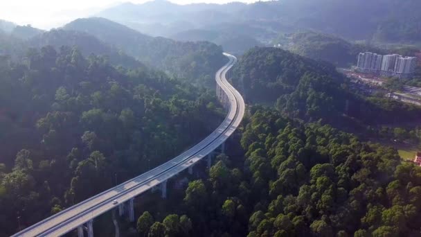 Grön Hållbar Miljövänlig Motorväg Rawang Malaysia — Stockvideo