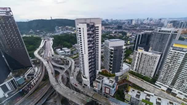 Kuala Lumpur Malajsie Února 2022 Víceúrovňová Dálniční Struktura Nejkomplikovanější Výměna — Stock video