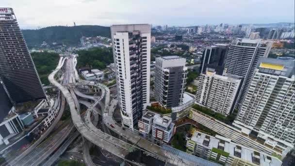 Kuala Lumpur Malajsie Února 2022 Víceúrovňová Dálniční Struktura Nejkomplikovanější Výměna — Stock video