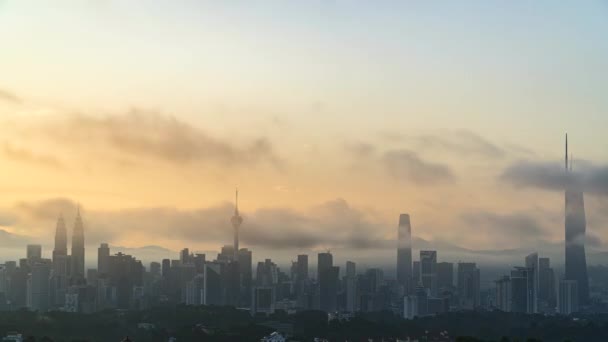 Imágenes Uhd Del Paisaje Urbano Kuala Lumpur Malasia Durante Amanecer — Vídeos de Stock