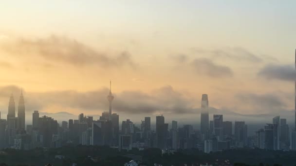 Uhd Aufnahmen Der Stadtlandschaft Von Kuala Lumpur Malaysia Bei Sonnenaufgang — Stockvideo