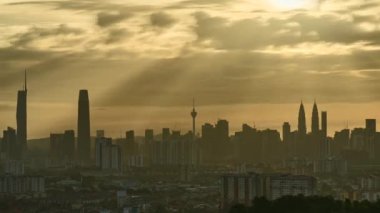 KUALA LUMPUR, MALAYSIA - July 9, 2022: Timelapse 4k UHD footage of cityscape of Kuala Lumpur and moving cloud and sunset