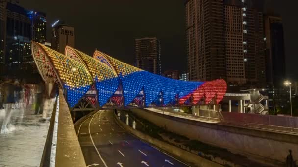 Kuala Lumpur Malaysia February 2020 Time Lapse Footage Pedestrian Bridge — 비디오